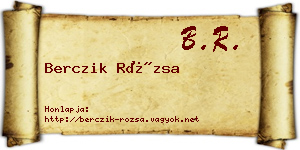 Berczik Rózsa névjegykártya